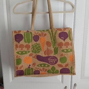 Trader Joe's Vegetable Print Jute Tote